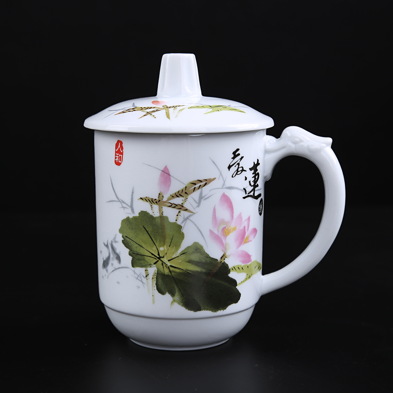 Bibcock of jingdezhen ceramic cups cup set tea service and meeting hotel home with cover porcelain cup