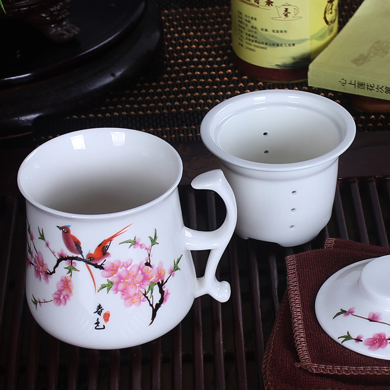 The Product jue ceramic cups three - piece cup with cover filter ceramic cups office personal cup 4 times tea sets