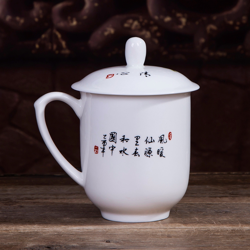 Jingdezhen ipads porcelain cup with blue and white porcelain cup with cover large ceramic keller cup office meeting