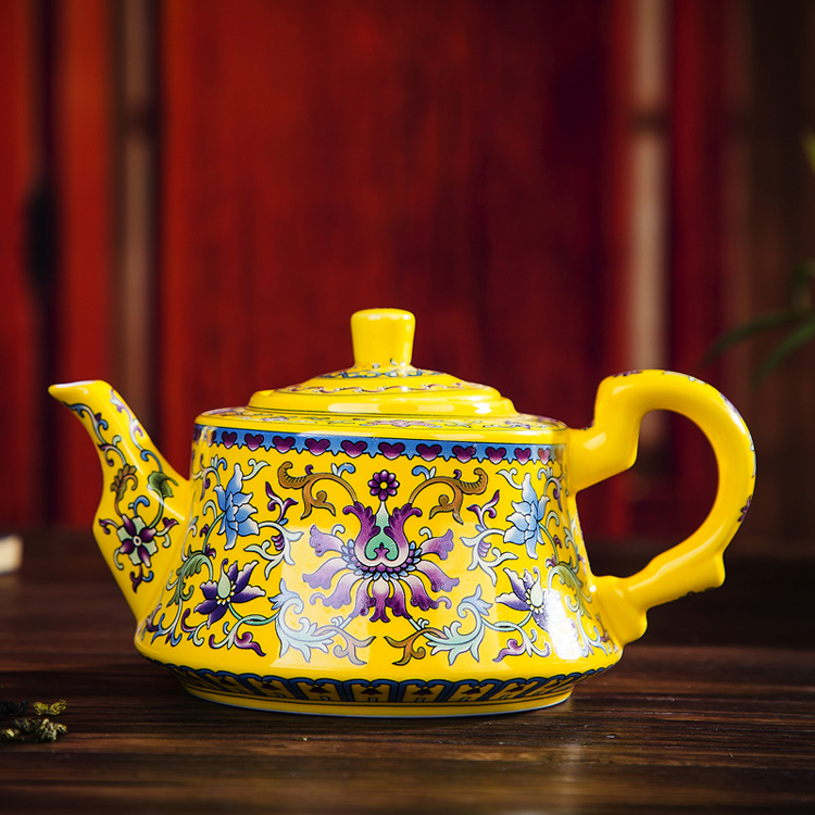 Jingdezhen ceramic teapot single pot of enamel kettle antique teapot furnishing articles in a small pot of 450 ml