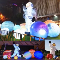 Customized inflatable astronaut rocket cartoon spacecraft glowing lunar flying planet bar decorated gas mode