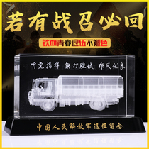 Crystal 3D laser inner carving truck Howo car model custom car with retired souvenir gift box ornaments