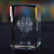 Crystal carved four-leaf clover 3D laser engraving crystal four-leaf clover model Crystal Image ornaments customized