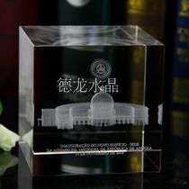 Crystal interior carving building crystal floor mold ornaments Crystal church building ornaments custom 3D laser inner carving building mold