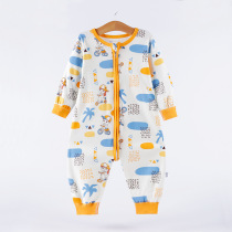 Childrens boneless cotton sleeping bag Spring and Autumn Seasons Newborn Infant Zipper Siamese Split Anti-Kick Pajamas