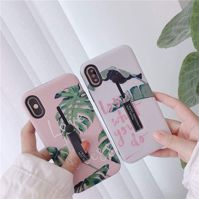 文艺韩风叶子抖音支架苹果6手机壳iphonex隐形