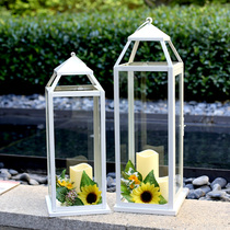 Ostyle Ins Wedding Courtyard Outdoor Ground Floor Windproof Light Iron Art Hand Decorative Swing Piece Glass Wax Candleholder New Year