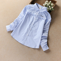 Girl shirt long sleeve spring new childrens spring coat female big boy cotton shirt Korean little girl spring and autumn