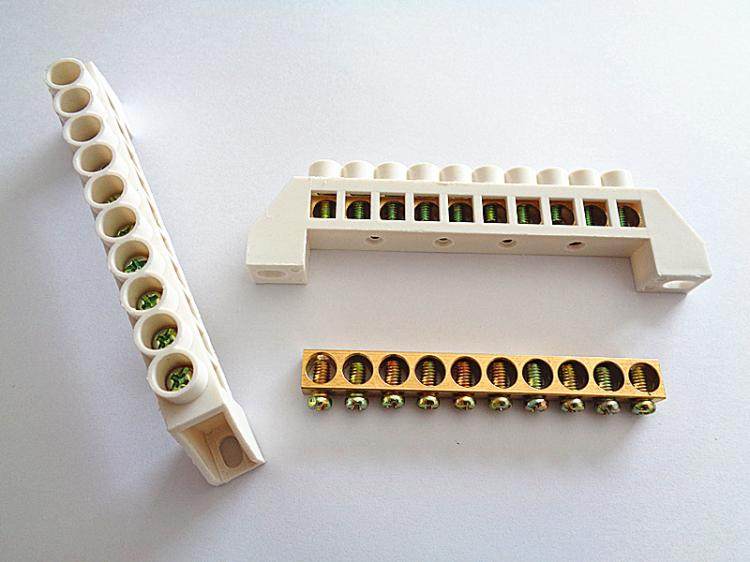 直销桥型10孔接线排接地排地线排零线排接线端子排10位铜排 黄铜
