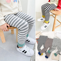 Childrens clothing 2021 fashion casual striped leggings Childrens stitching leggings male and female childrens leggings 5876