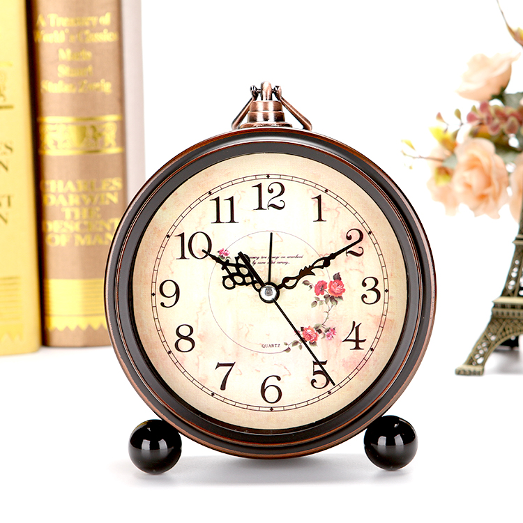 歐式復古學生用小鬧鐘創意床頭鐘表擺件靜音家用座鐘簡約臺鐘時鐘