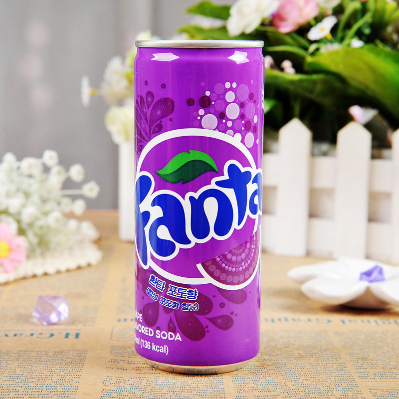 韩国进口乐天fanta芬达葡萄味汽水 果味饮品
