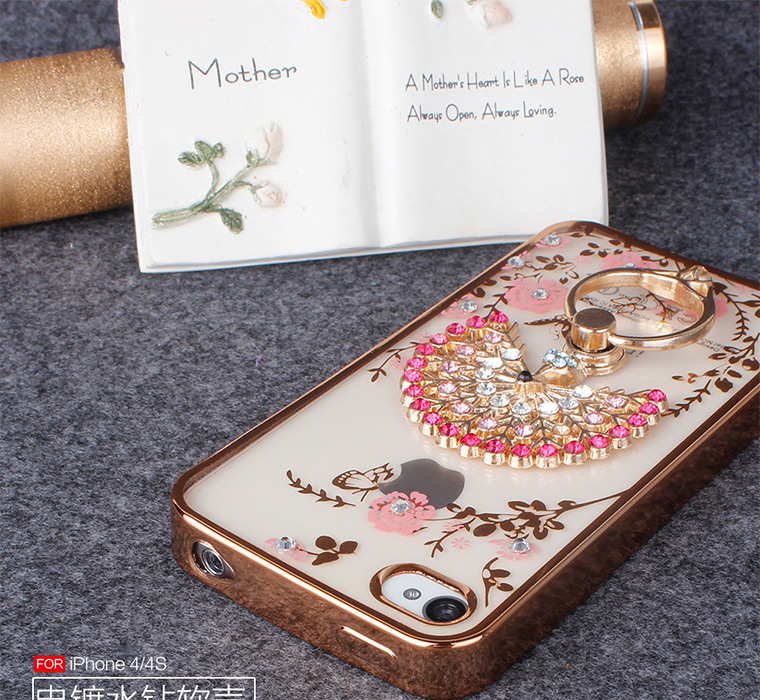 iphone4s手机壳 苹果4硅胶手机套水钻苹果四S