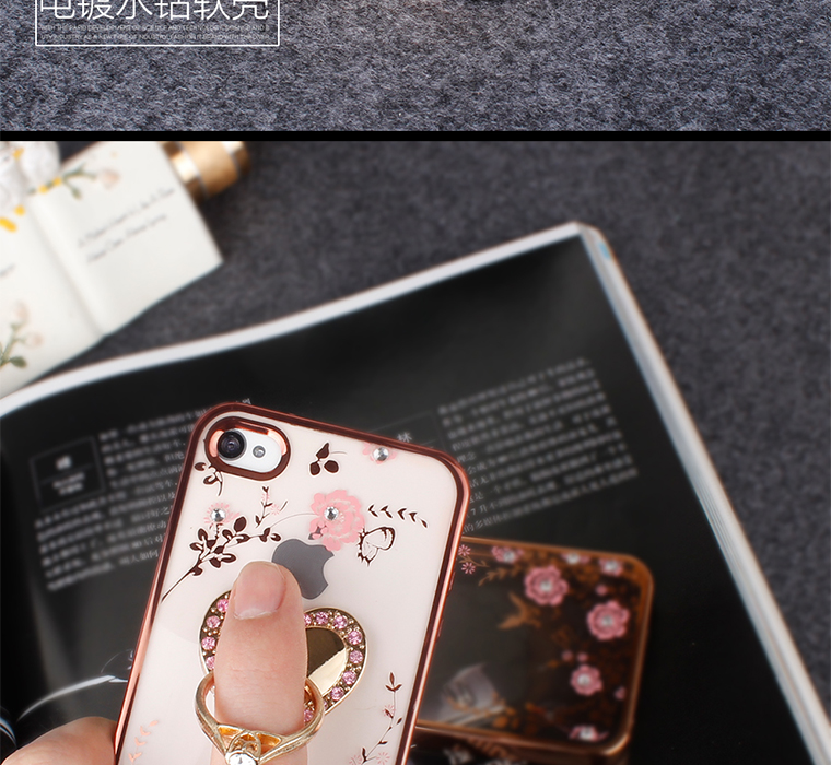 iphone4s手机壳 苹果4硅胶手机套水钻苹果四S