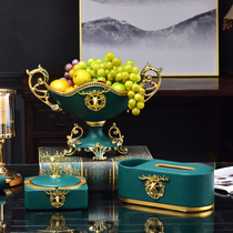 Light luxury fruit plate European luxury high-end creative modern resin fruit plate decoration set snack plate living room coffee table