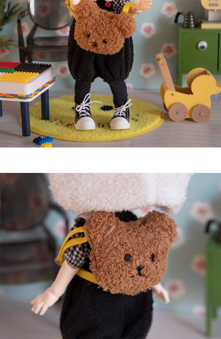 in box|bjd6分 小布blythe 可爱毛绒熊仔装饰背包斜