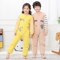 Baby sleeping bag autumn and winter thickened boys and girls children anti-kick by large childrens one-piece pajamas winter thick split legs