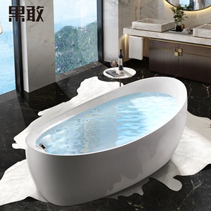 果敢亚克力浴缸独立式椭圆无缝成型按摩浴缸1.3米~1.8米017浴池盆