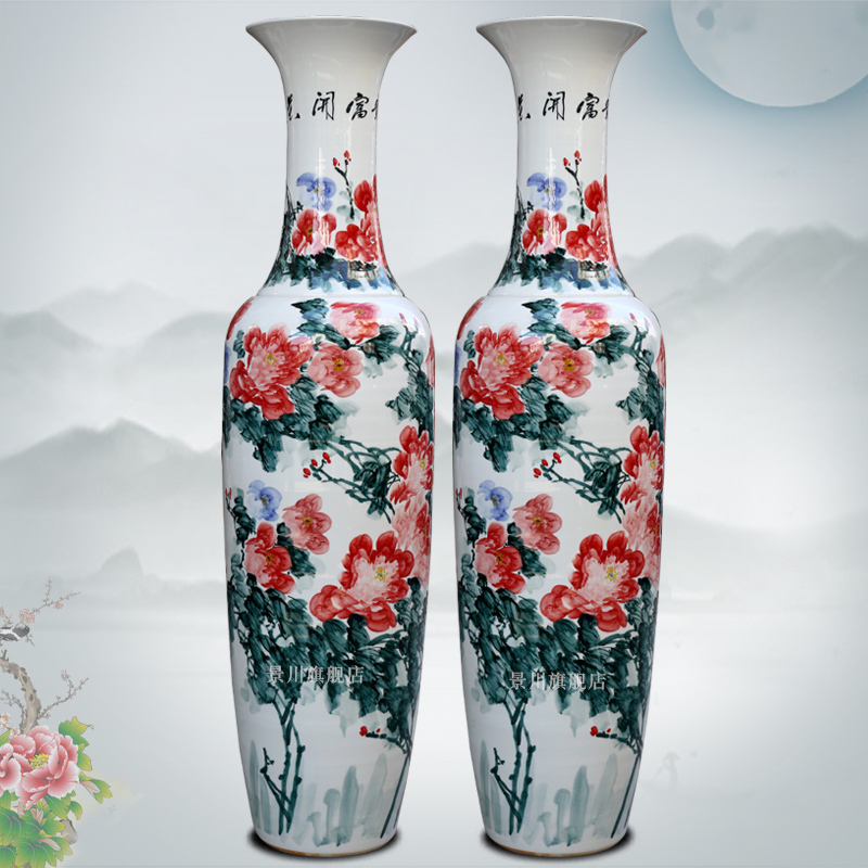 Jingdezhen ceramics from pastel hand - made peony of large vases, I sitting room adornment home furnishing articles