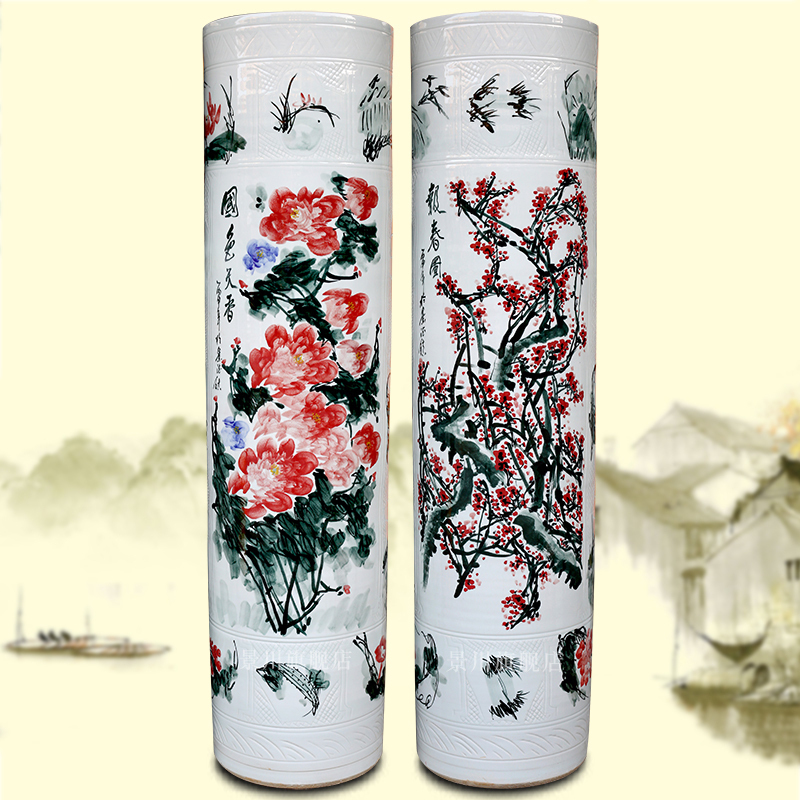 Jingdezhen ceramics peony quiver hand - made amusement landing big vase stores crafts are sitting room