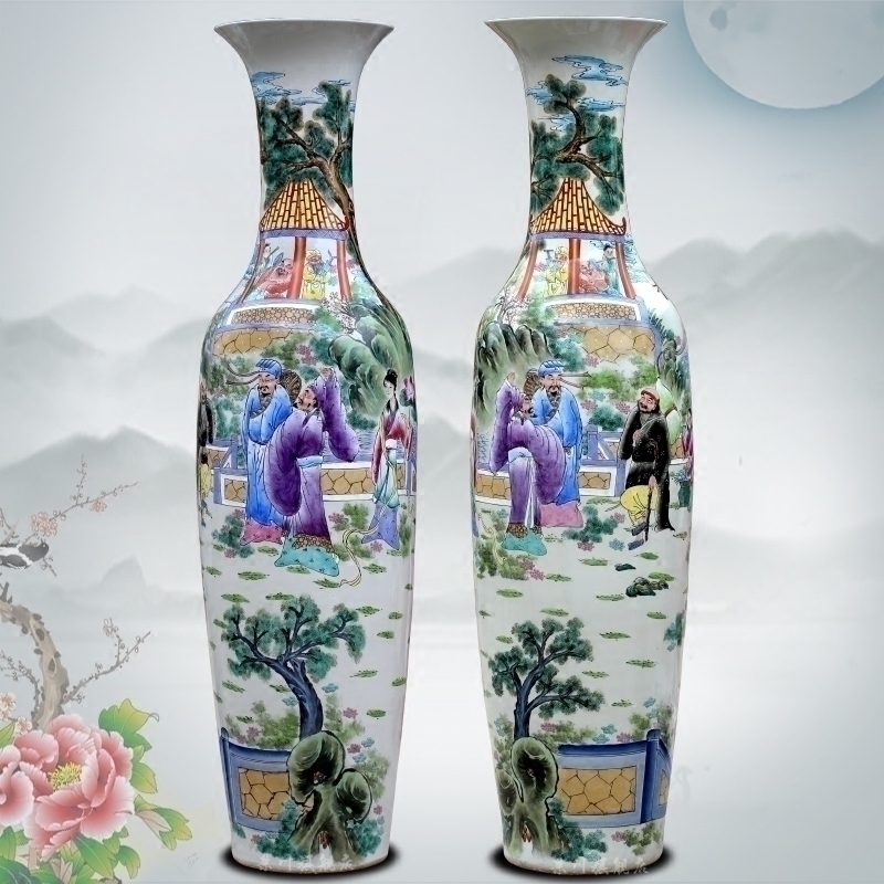 Jingdezhen ceramic hand - made pastel ensemble of large vase home sitting room hotel Chinese large - sized furnishing articles