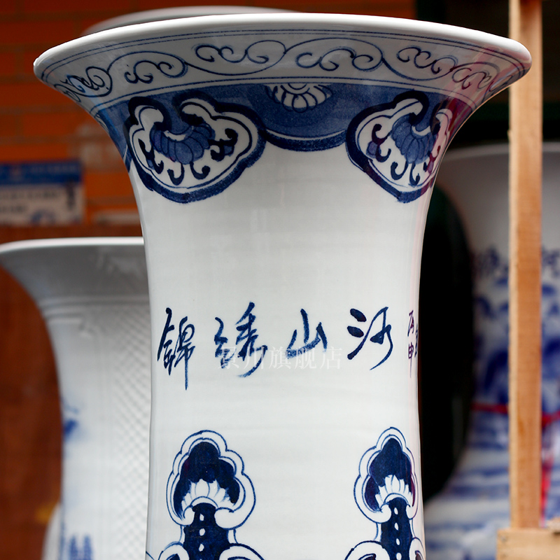 Jingdezhen blue and white porcelain antique hand - made ceramics vase splendid was the French hotel living room accessories furnishing articles