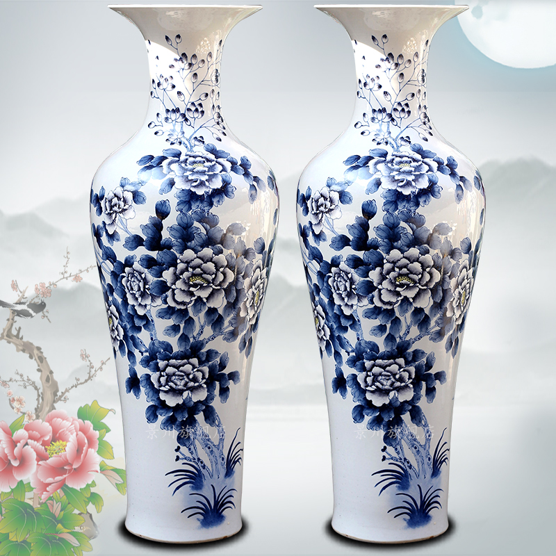 Jingdezhen ceramics of large vases, hand - made blooming flowers furnishing articles study the sitting room of Chinese style household decorations