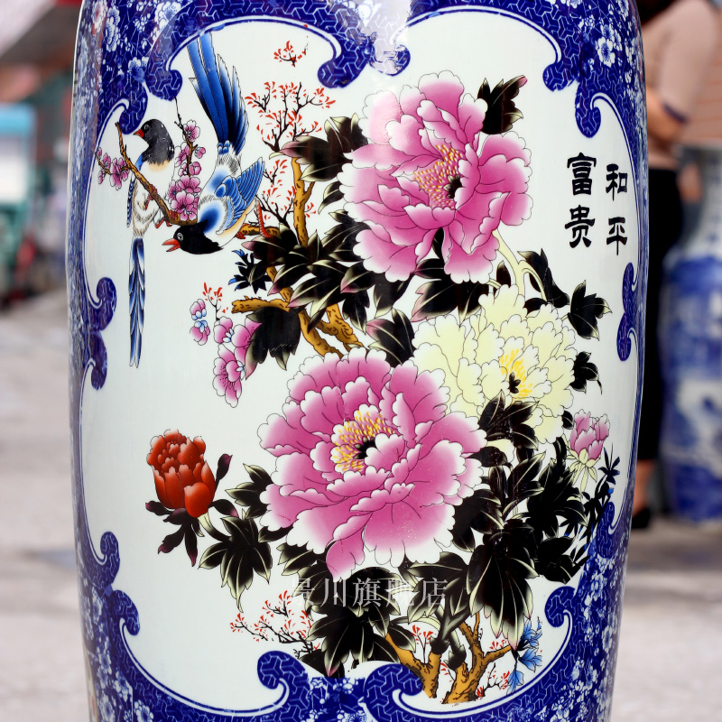 Archaize of jingdezhen ceramic powder enamel vase peony flowers prosperous big home sitting room be born flower arranging the study furnishing articles