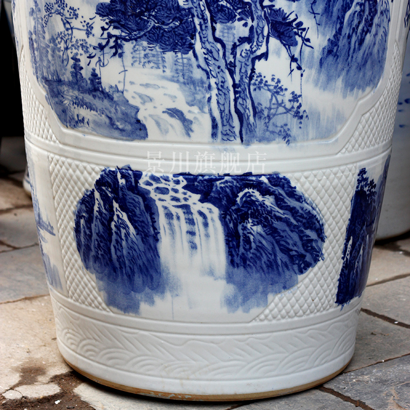 Hand - made bold carving painting landscape of large vases, jingdezhen ceramics hotels sitting room large furnishing articles