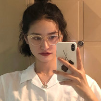 Transparent Japanese square frame eyes male myopia mirror big face round face makeup artifact Anti-blue light glasses Female foreign style