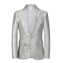 White suit jacket men jacquard suit men size bright face Thorn embroidery business banquet host trend single West