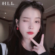 South Korea Dongdaemun IU with the same red love stud earrings women earrings small drop earrings silver needle earrings 2021 new