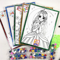 6 sets of childrens diy handmade graffiti drawing board Early education toys large stall flocking oil painting optional map