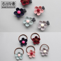 Cute wool styling flower childrens hair ornaments Little girl hair circle hair rope All-wrapped cloth Baby hairpin flow sea clip