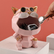 Creative lucky cat entrance key storage ornaments living room coffee table light luxury home decorations housewarming new home gifts