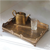 European and American style ancient copper pallet French style extravagant square tea tray adornment style living-room tea table containing dining table hem