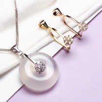 Ping buckle silver buckle s925 silver Jade jade drop buckle buckle beeswax crystal necklace chain buckle Hetian jade pendant buckle