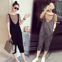 Large size womens clothing in the summer of 2021 new fat mm foreign style age reduction wide leg pants suit fat sister thin two-piece set