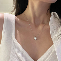 Small Crowddesign Sense Temperament Superior 100 Hitch Version Extremely Simple Wind 18K Copper Plated Platinum Oval Collarbone Chain Necklace Woman