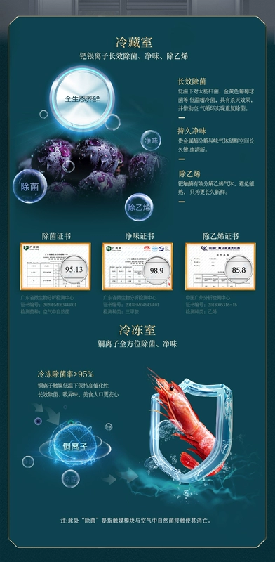 [Ấn tượng của Guochao] Rongsheng 639L cửa đôi công suất lớn thủy tinh màu dung tích lớn làm mát bằng không khí tủ lạnh inverter không sương - Tủ lạnh