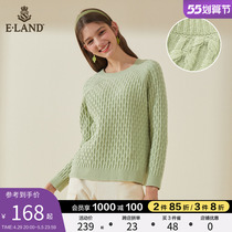 ELAND clothes romance spring autumn style with small crowdsourced lazy wind lean and pure color round collar fur coat lady loose