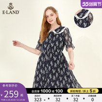 ELAND clog in summer Little sub comfortable with skinny and skinny dolls collar collection waist display slim fit dress lady