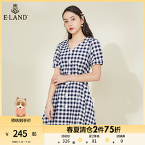 ELAND clothes in summer fashion temperament sweet and merry-colored gge collection waist display slim short sleeve dress lady lady