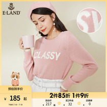 ELAND clothes lovers Korean version of round neckline mint green sweater with loose sweet and sweet knit jersey woman