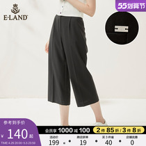 ELAND Clothes Romance Spring Summer Fashion High Street Little Guy Black Broadlegged Slim 70% Casual Pants Women Pants