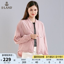 ELAND clothes love spring and summer sweet long sleeve casual simple solid color design short coat baseball uniform women