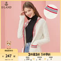 ELANND clothing romance spring autumn style Korean version 100 hitch fit v collar color display slim knit cardiovert jacket woman sweet and long sleeve