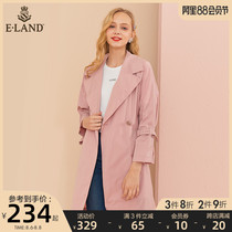 ELAND clothing love autumn and winter fashion wild casual popular British style double-breasted lace-up trench coat feminine temperament
