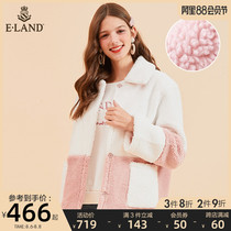 ELAND love sweet wind long-sleeved large pocket imitation lambskin jacket womens cotton clothes show thin tide fan