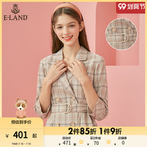 ELAND clothes romance spring autumn style retro elegant gge tattoo with slim collection waist 70% sleeves suit and dress woman